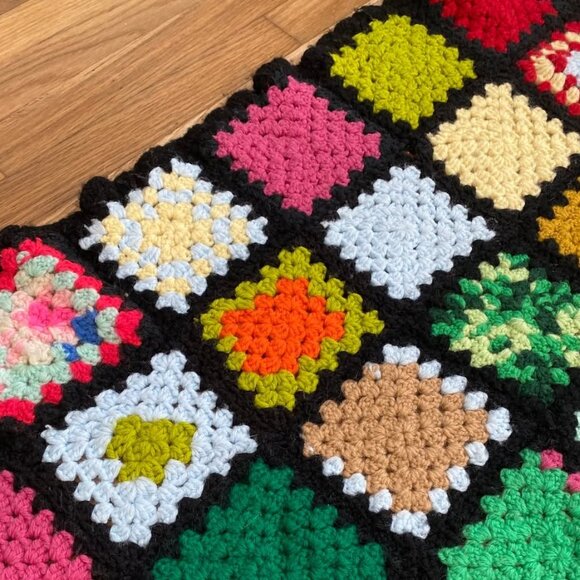 Vintage Granny Square Afghan - 70 x 44 in. - Picture 3 of 5